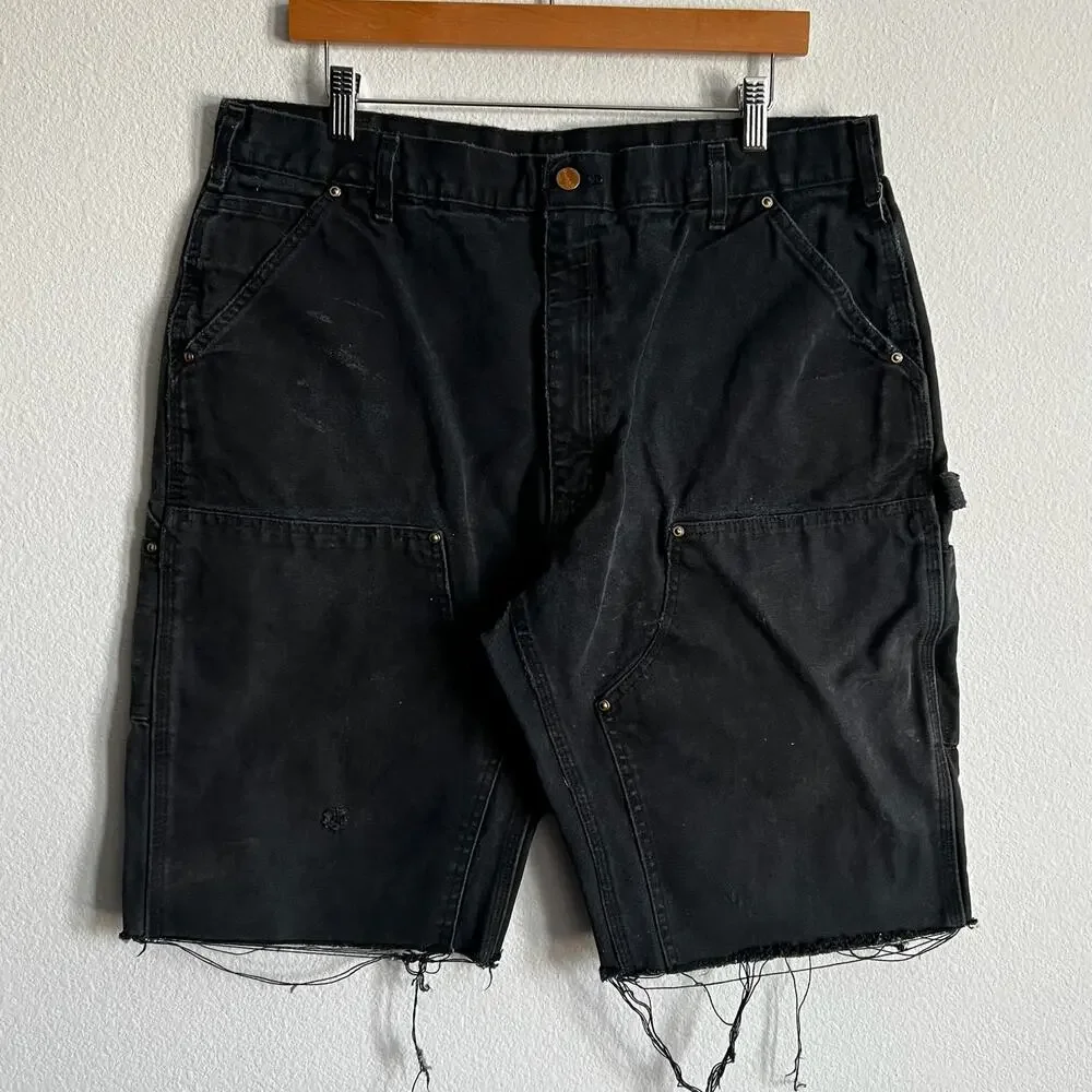Carhartt faded black double knee work wear carpenter shorts
